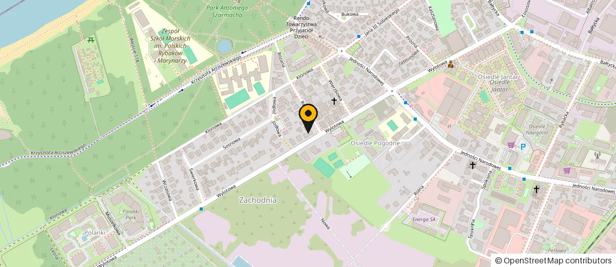 Mapa: Villa Arkadiusz, ul. Wylotowa 25, Kołobrzeg